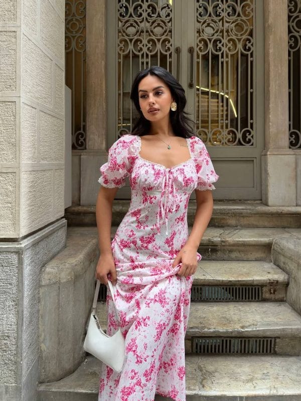 Robe longue à fleurs